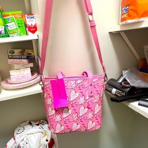 Betsey Johnson candy cane pink purse NWT .